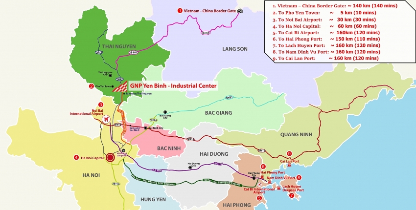 GNP Yen Binh is located in an ideal venue with many advantages in logistics and transportation